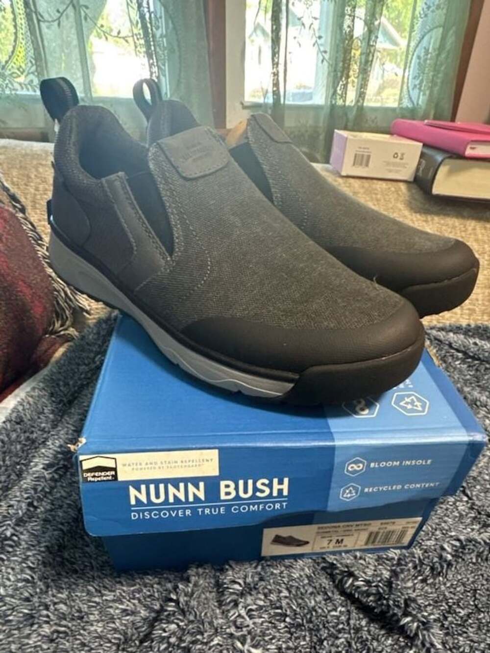 Nunn Bush Sedona Men's Canvas Moc Toe Slip-On Shoes Gunmetal Size 7M